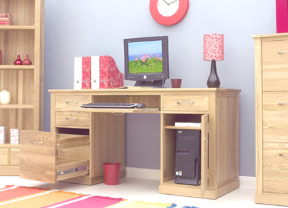 Oak Twin Pedestal Computer Desk :  Oak large twin pedestal computer desk. Stylish solutions for contemporary living. Part of the  Oak home office furniture range.