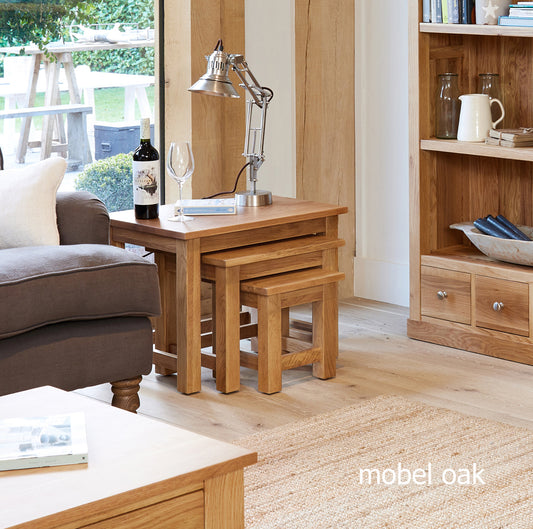 Oak Nest of 3 Coffee Tables :  Oak nest of three tables. Stylish solutions for contemporary living. Part of the  Oak living room furniture range.