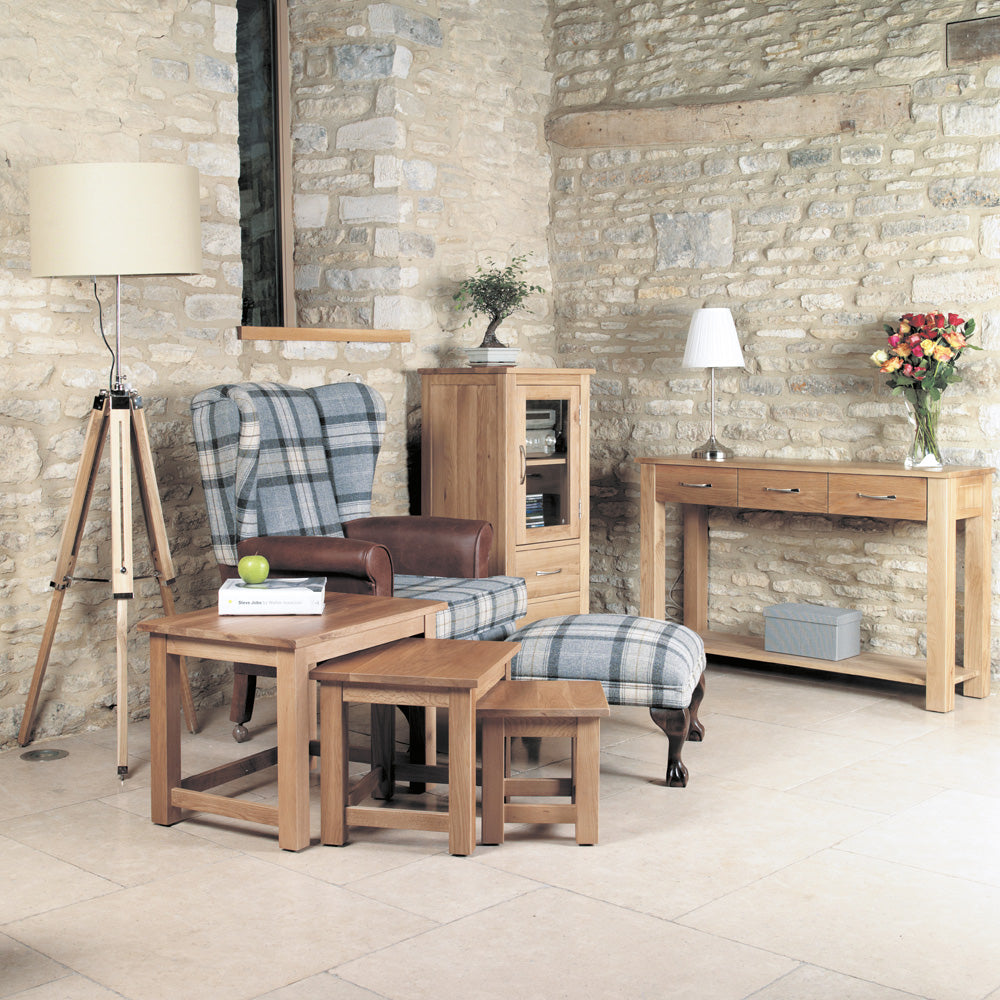 Oak Nest of 3 Coffee Tables :  Oak nest of three tables. Stylish solutions for contemporary living. Part of the  Oak living room furniture range.