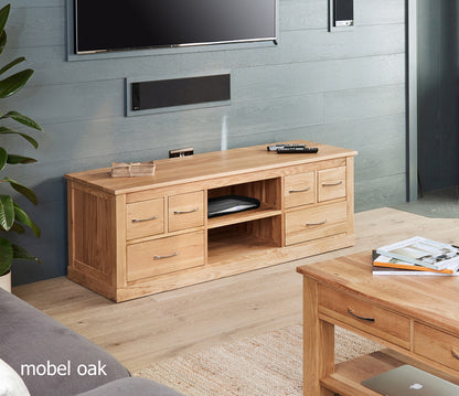Oak Widescreen Television Cabinet :  Oak widescreen television (TV) and DVD cabinet. Stylish solutions for contemporary living. Part of the  Oak living room furniture range.