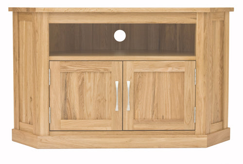 Oak Corner Television Cabinet :  Oak corner television (TV) and DVD cabinet. Stylish solutions for contemporary living. Part of the  Oak living room furniture range.