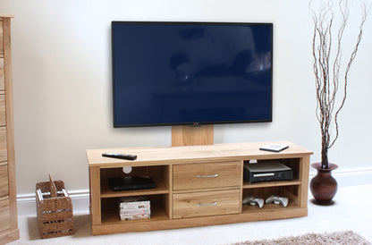 Oak Mounted Widescreen Television Cabinet :  Oak widescreen television (TV) and DVD cabinet with fully adjustable television mounting bracket. Stylish solutions for contemporary living. Part of the  Oak living room furniture range.