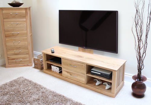Oak Mounted Widescreen Television Cabinet :  Oak widescreen television (TV) and DVD cabinet with fully adjustable television mounting bracket. Stylish solutions for contemporary living. Part of the  Oak living room furniture range.