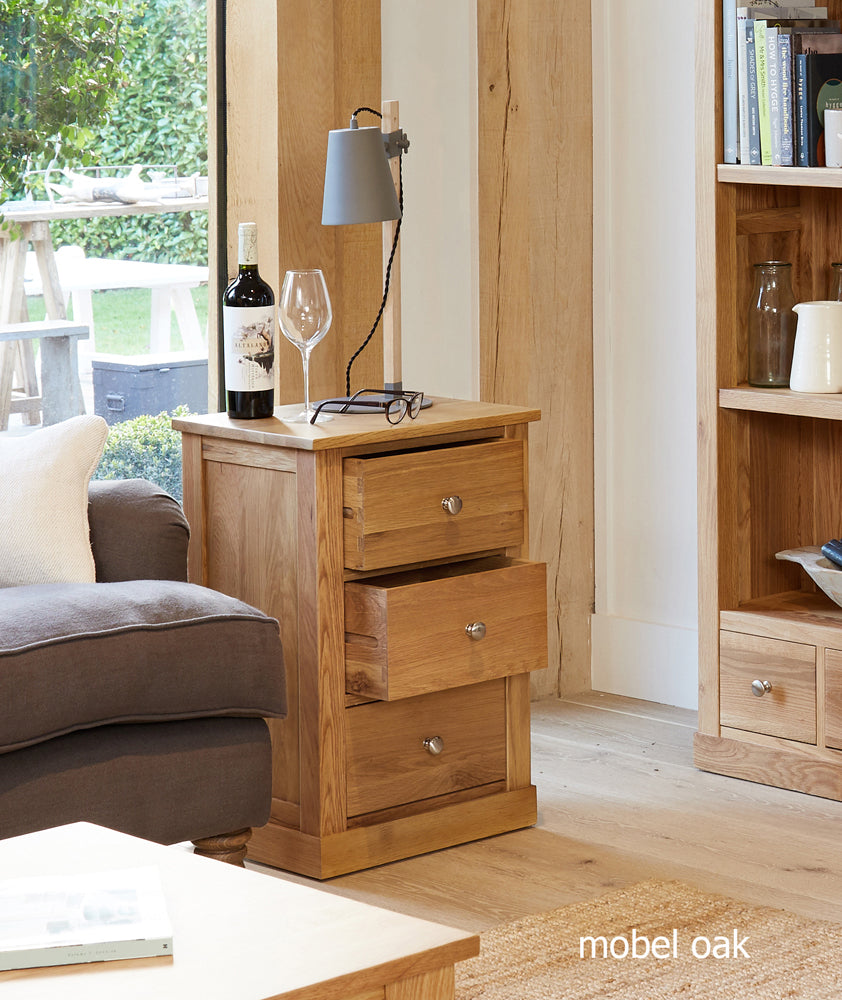 Oak Three Drawer Lamp Table :  Oak three drawer lamp table. Stylish solutions for contemporary living. Part of the  Oak living room furniture range.