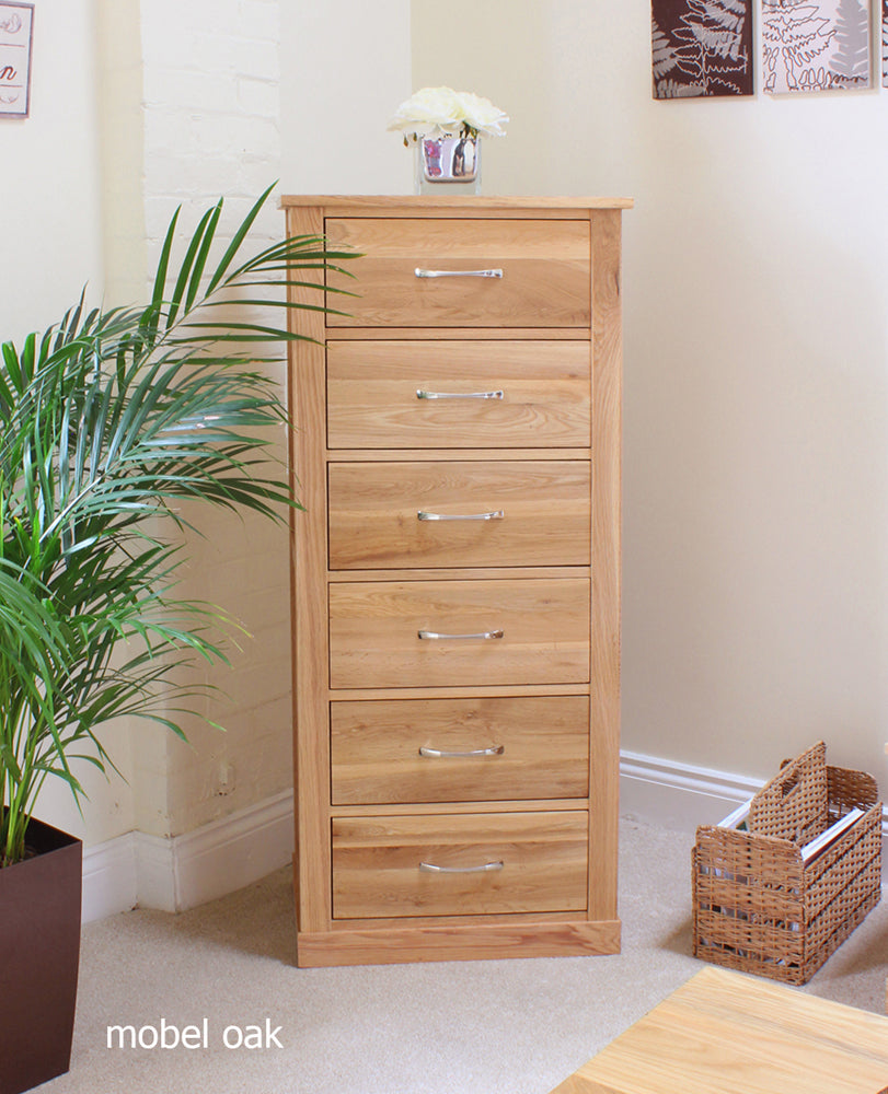 Oak Tallboy (6 Drawer) :  Oak six drawer tallboy chest of drawers. Stylish solutions for contemporary living. Part of the  Oak living room furniture range.