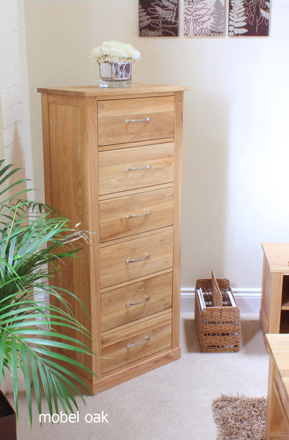 Oak Tallboy (6 Drawer) :  Oak six drawer tallboy chest of drawers. Stylish solutions for contemporary living. Part of the  Oak living room furniture range.