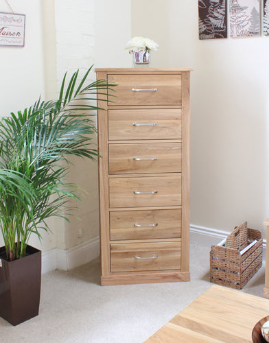 Oak Tallboy (6 Drawer) :  Oak six drawer tallboy chest of drawers. Stylish solutions for contemporary living. Part of the  Oak living room furniture range.