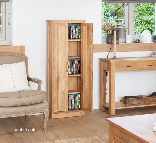 Oak DVD Storage Cupboard :  Oak CD and DVD Storage Cupboard. Stylish solutions for contemporary living. Part of the  Oak living room furniture range.