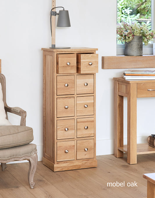 Oak Multi-Drawer DVD / CD Storage Chest :  Oak multi-drawer storage chest of drawers. Stylish solutions for contemporary living. Part of the  Oak living room furniture range.
