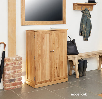 Oak Large Shoe Cupboard :  Oak shoe cupboard. Stylish storage solutions for contemporary living. Part of the  Oak hall furniture range.