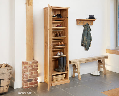 Oak Tall Shoe Cupboard :  Oak tall alcove shoe storage cupboard. Stylish storage solutions for contemporary living. Part of the  Oak hall furniture range.