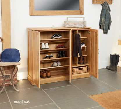 Oak Extra Large Shoe Cupboard :  Oak extra large shoe storage cupboard. Stylish storage solutions for contemporary living. Part of the  Oak hall furniture range.