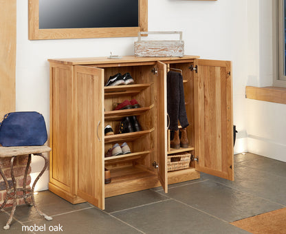 Oak Extra Large Shoe Cupboard :  Oak extra large shoe storage cupboard. Stylish storage solutions for contemporary living. Part of the  Oak hall furniture range.