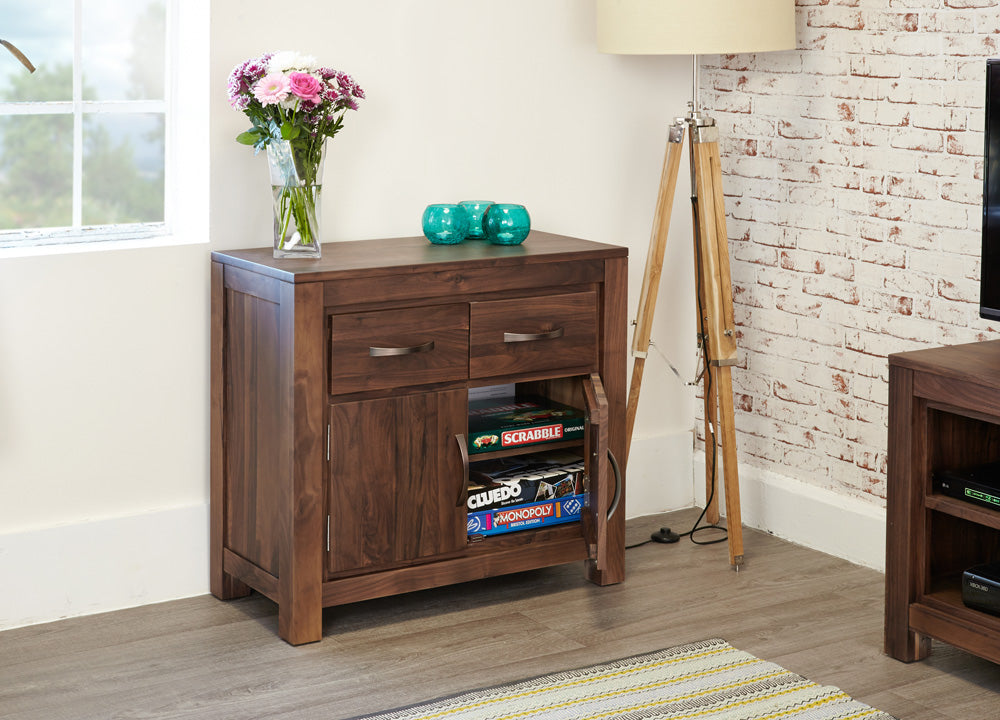Walnut Small Sideboard : Walnut small two drawer sideboard. Quality storage solutions for contemporary living. Part of the walnut dining room furniture range.