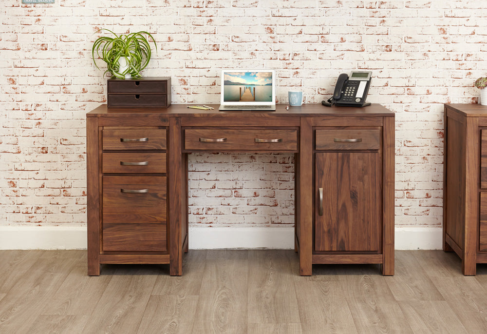 Walnut Twin Pedestal Computer Desk : Walnut large twin pedestal computer desk. Stylish solutions for contemporary living. Part of the walnut home office furniture range.