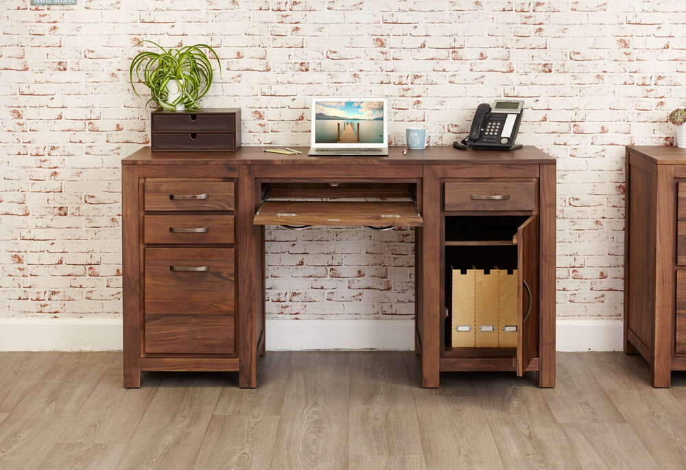 Walnut Twin Pedestal Computer Desk : Walnut large twin pedestal computer desk. Stylish solutions for contemporary living. Part of the walnut home office furniture range.