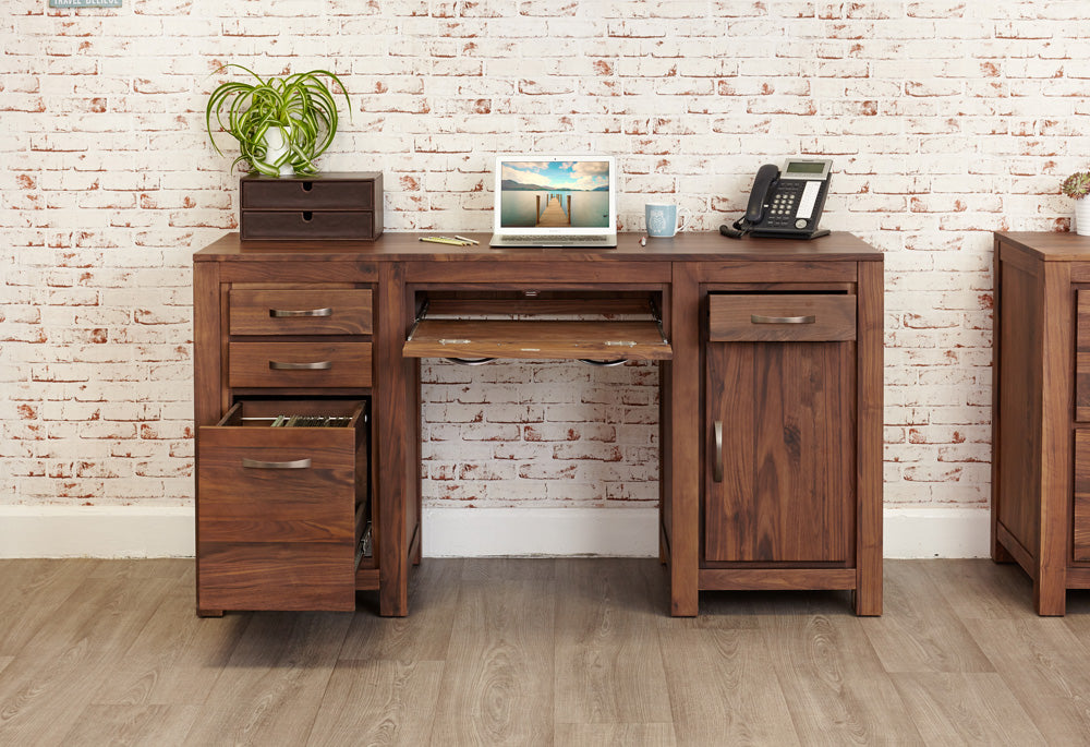 Walnut Twin Pedestal Computer Desk : Walnut large twin pedestal computer desk. Stylish solutions for contemporary living. Part of the walnut home office furniture range.