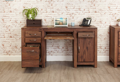 Walnut Twin Pedestal Computer Desk : Walnut large twin pedestal computer desk. Stylish solutions for contemporary living. Part of the walnut home office furniture range.