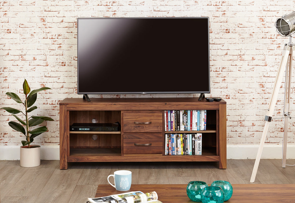 Walnut Widescreen Television Cabinet : Walnut widescreen television (TV) and DVD cabinet. Stylish solutions for contemporary living. Part of the walnut living room furniture range.