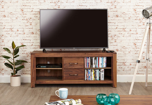 Walnut Widescreen Television Cabinet : Walnut widescreen television (TV) and DVD cabinet. Stylish solutions for contemporary living. Part of the walnut living room furniture range.
