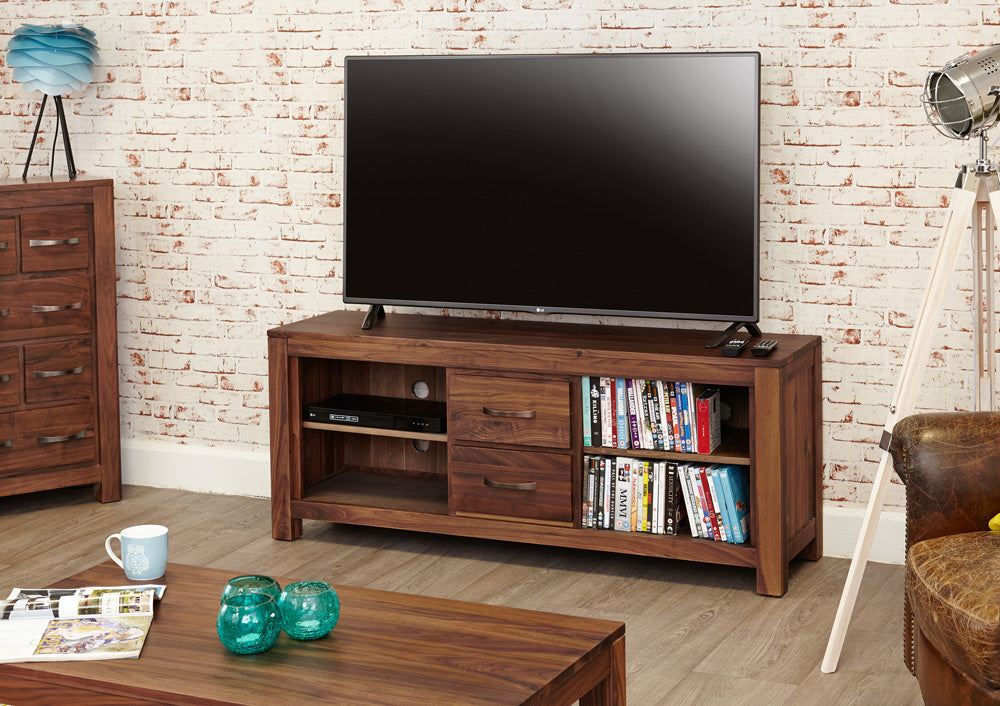 Walnut Widescreen Television Cabinet : Walnut widescreen television (TV) and DVD cabinet. Stylish solutions for contemporary living. Part of the walnut living room furniture range.