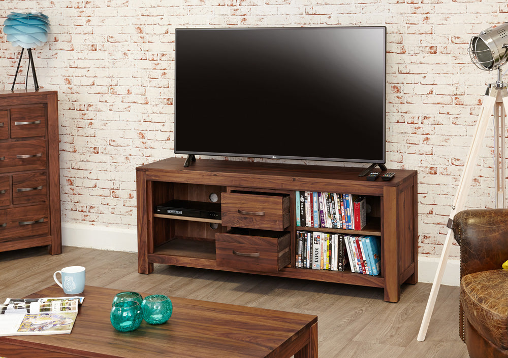 Walnut Widescreen Television Cabinet : Walnut widescreen television (TV) and DVD cabinet. Stylish solutions for contemporary living. Part of the walnut living room furniture range.