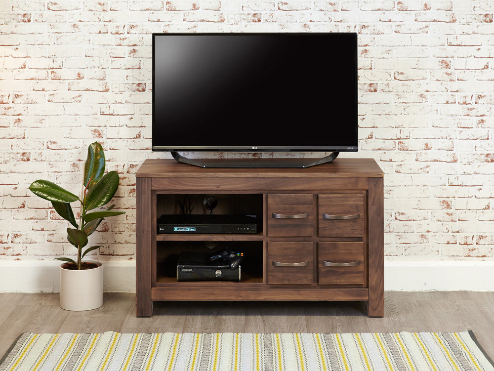 Walnut Four Drawer Television Cabinet : Walnut four drawer TV cabinet. Stylish solutions for contemporary living. Part of the Walnut living room furniture range.
