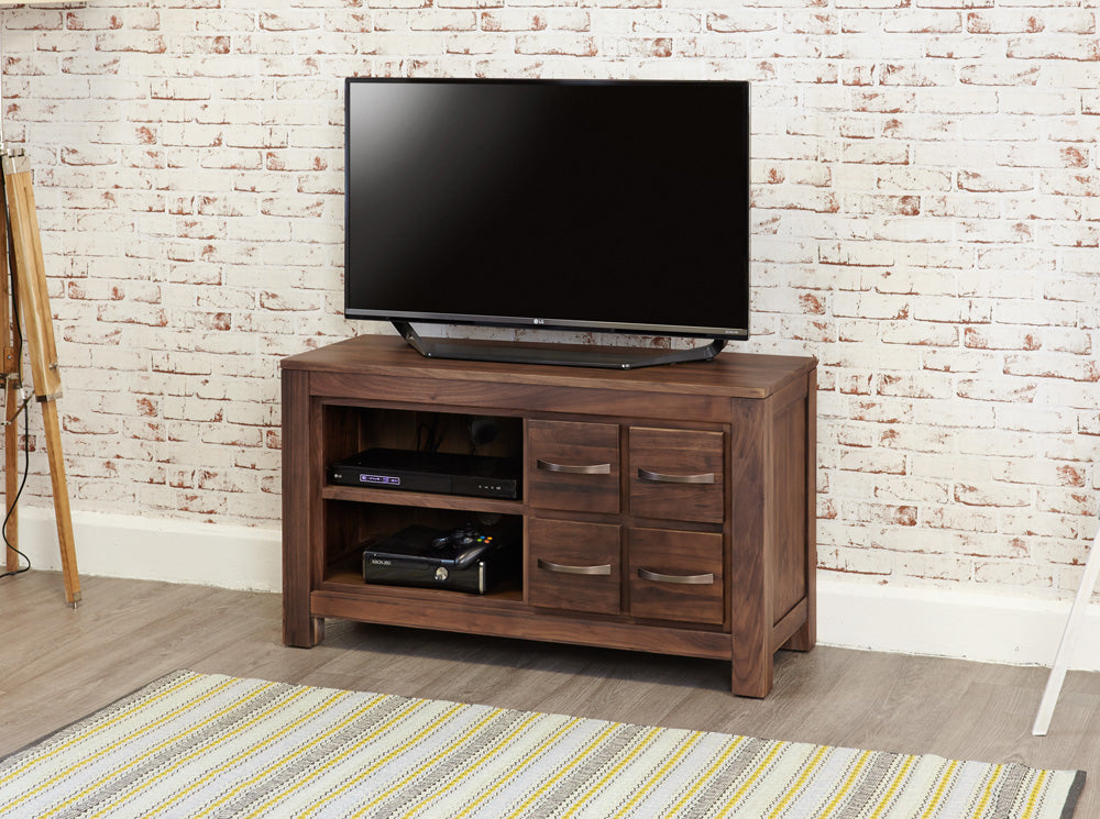 Walnut Four Drawer Television Cabinet : Walnut four drawer TV cabinet. Stylish solutions for contemporary living. Part of the Walnut living room furniture range.