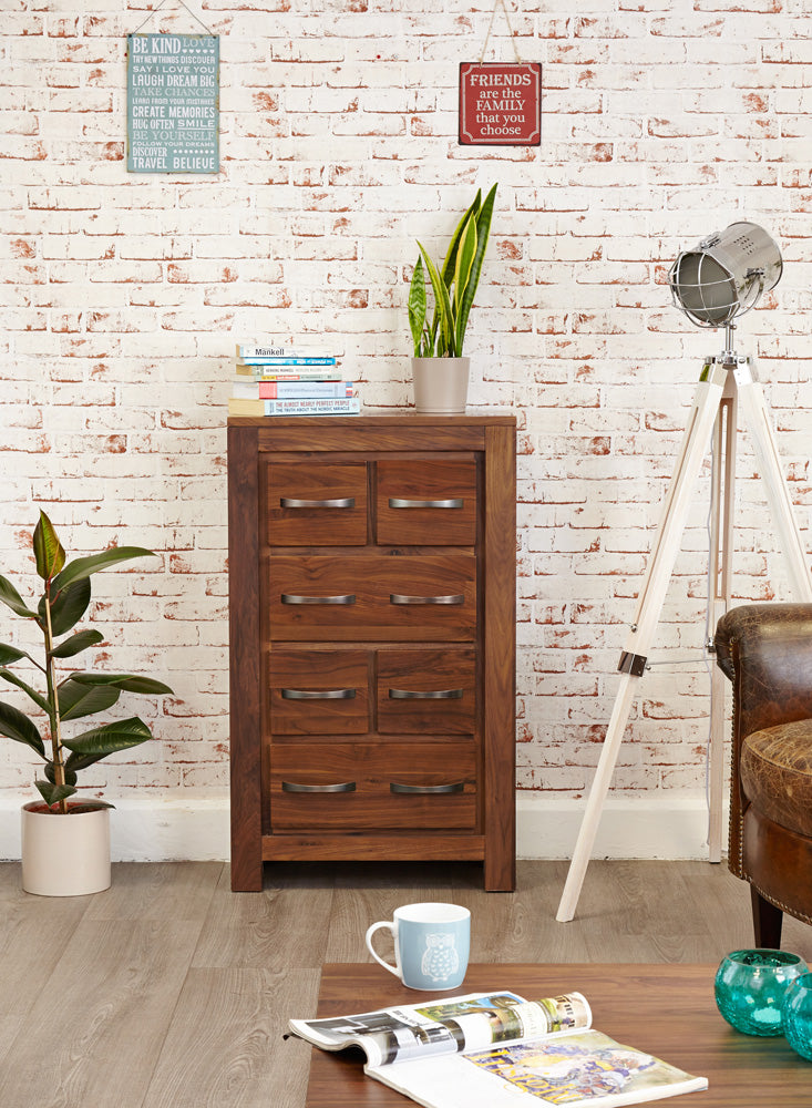 DVD / CD Storage Chest :  solid walnut DVD and CD storage chest with drawers. Stylish solutions for contemporary living. Part of the  Oak living room furniture range.