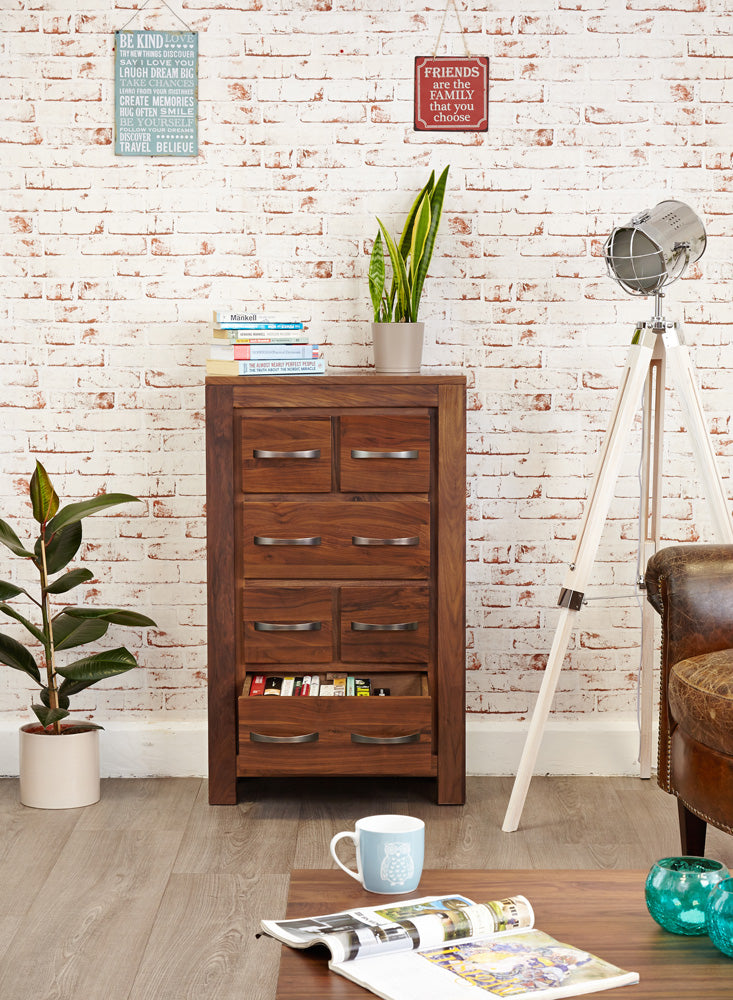 DVD / CD Storage Chest :  solid walnut DVD and CD storage chest with drawers. Stylish solutions for contemporary living. Part of the  Oak living room furniture range.