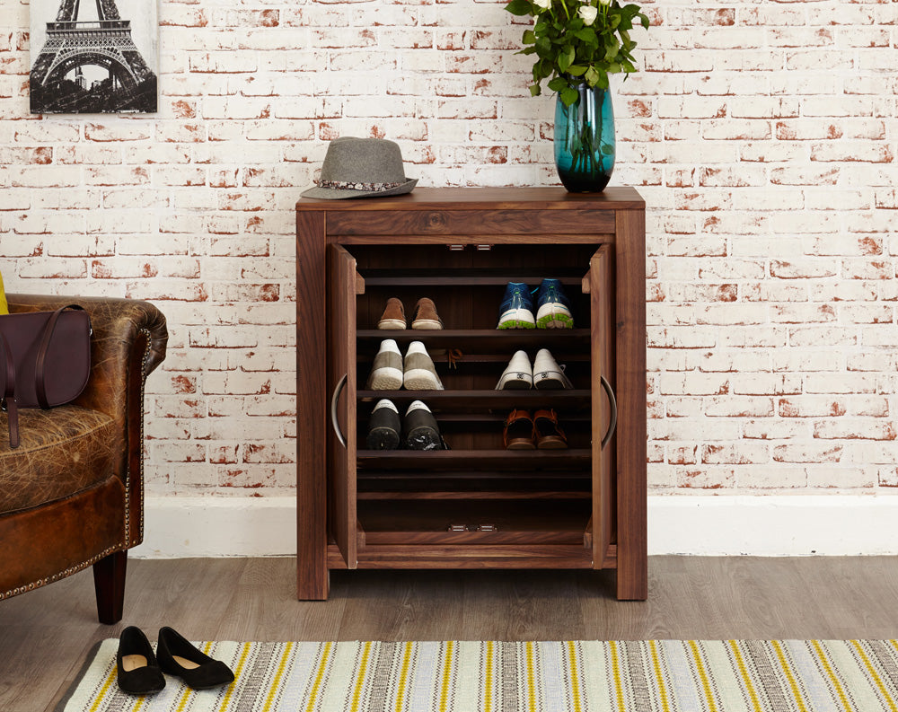 Walnut Shoe Cupboard : Walnut shoe cupboard. Stylish storage solutions for contemporary living. Part of the walnut hall furniture range.