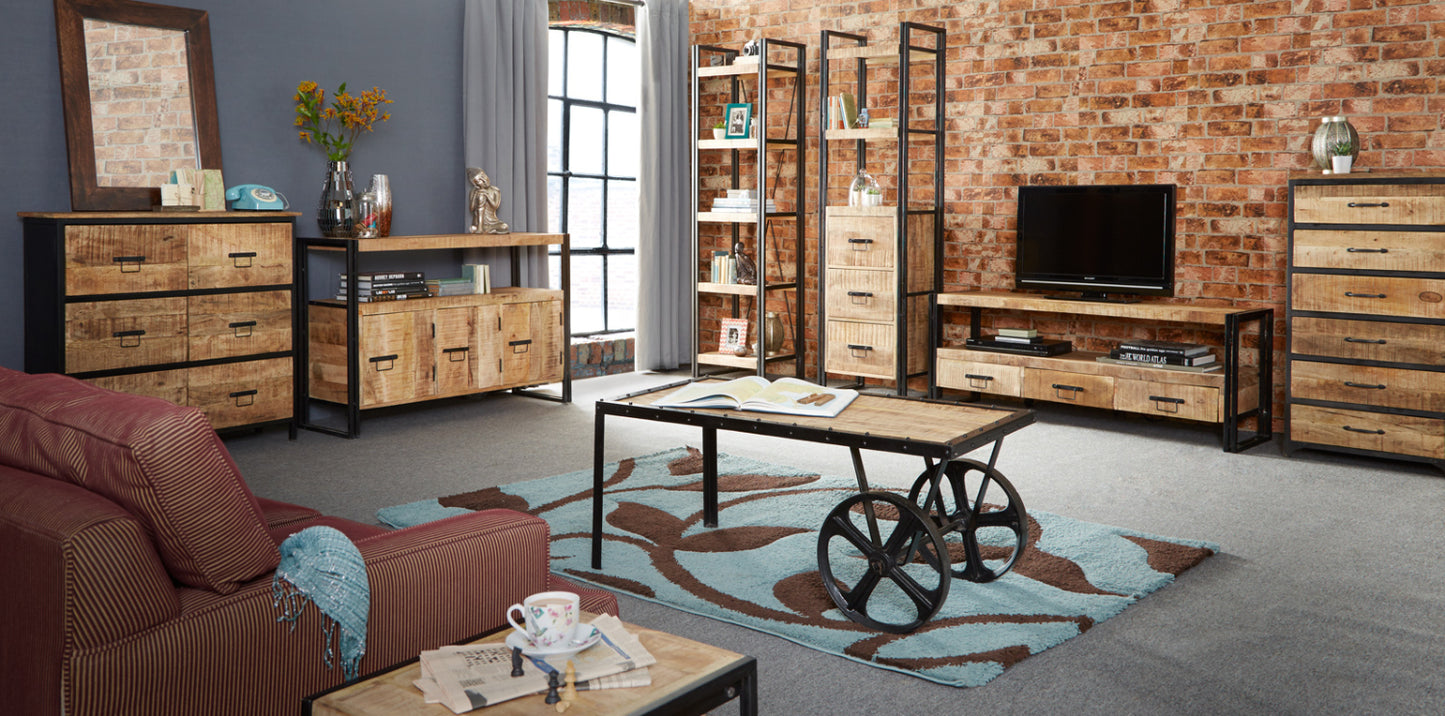 INDUSTRIAL CART COFFEE TABLE