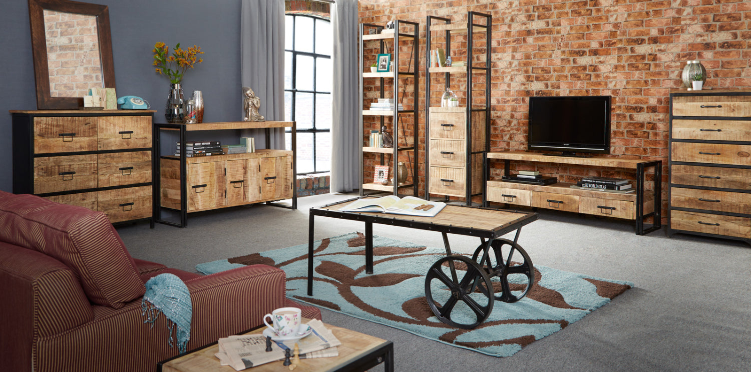 INDUSTRIAL CART COFFEE TABLE