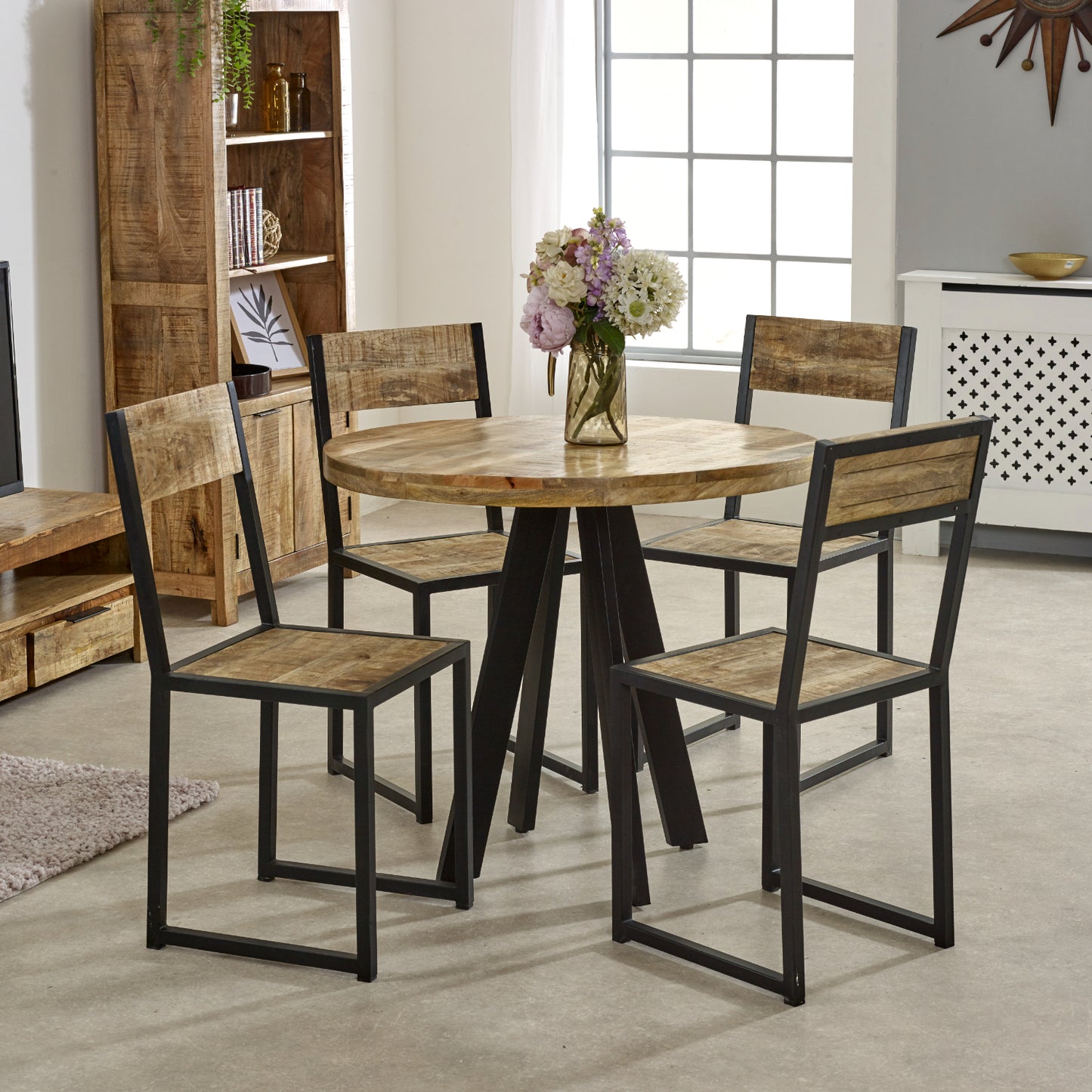 INDUSTRIAL METAL & WOOD DINING CHAIR 