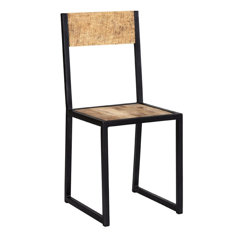INDUSTRIAL METAL & WOOD DINING CHAIR 