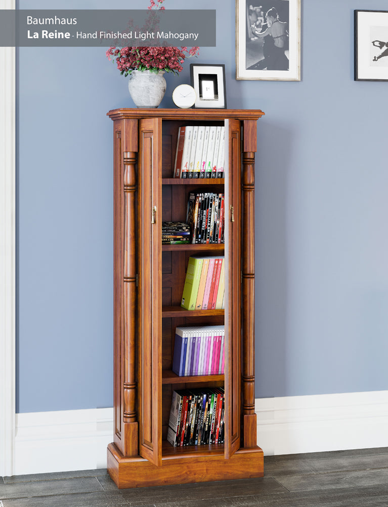 DVD / CD Storage Cupboard : , Tea Brown, Light Brown antique distressed  mahogany two door DVD and CD storage cabinet. Stylish solutions for traditional living. Part of the stunning  furniture collection.