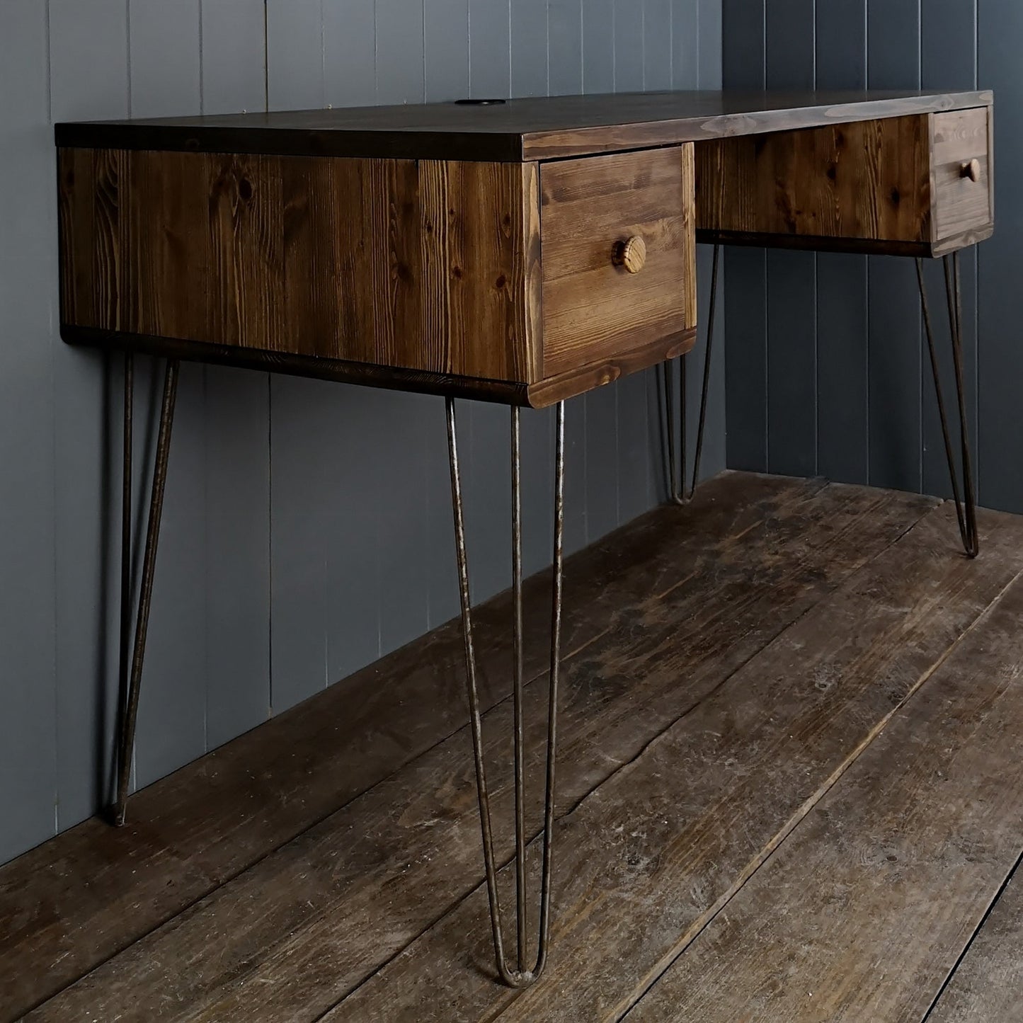 Mid Century Style Hand Crafted Solid Wood Desk