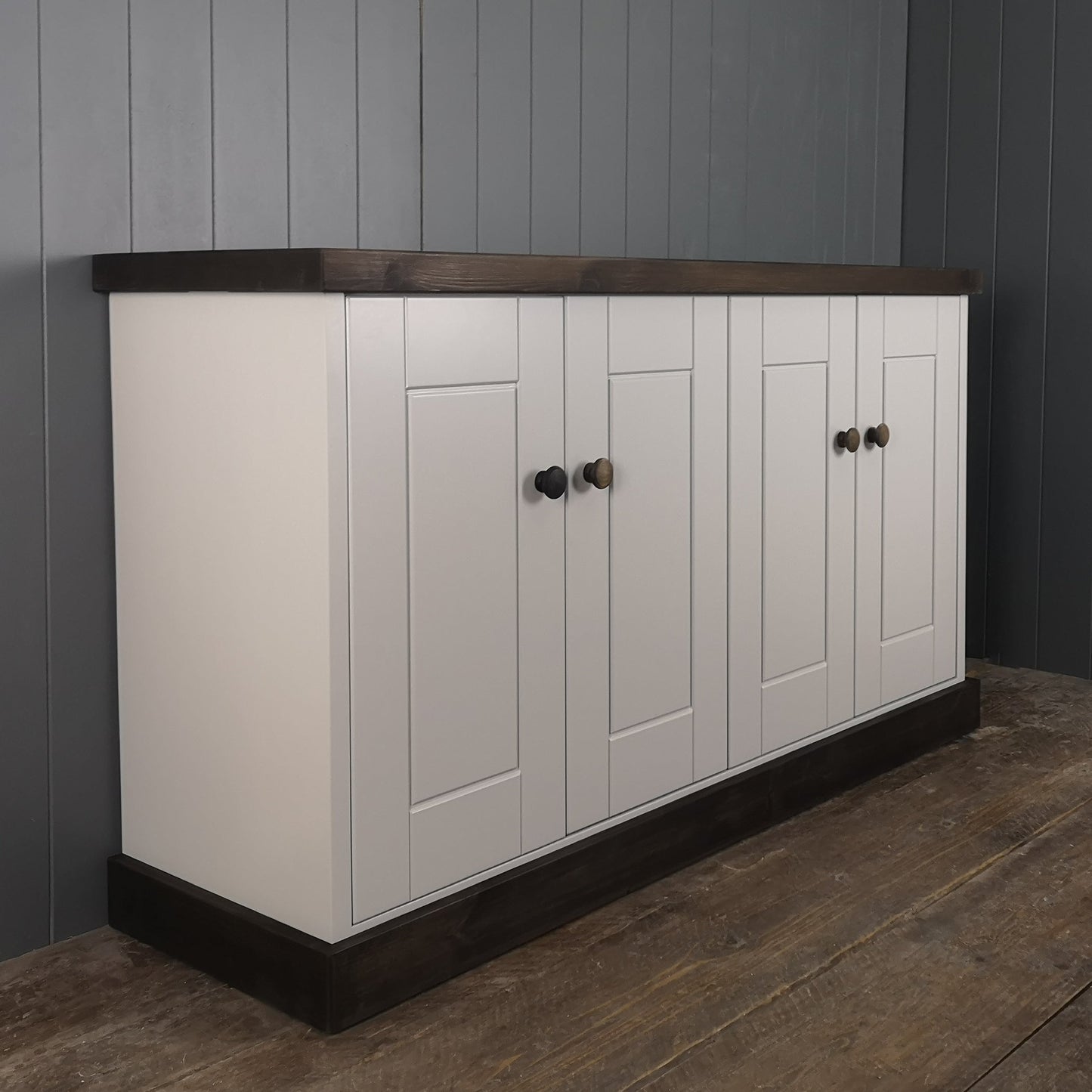 Large Rustic Shoe Cupboard with 3 Shelves