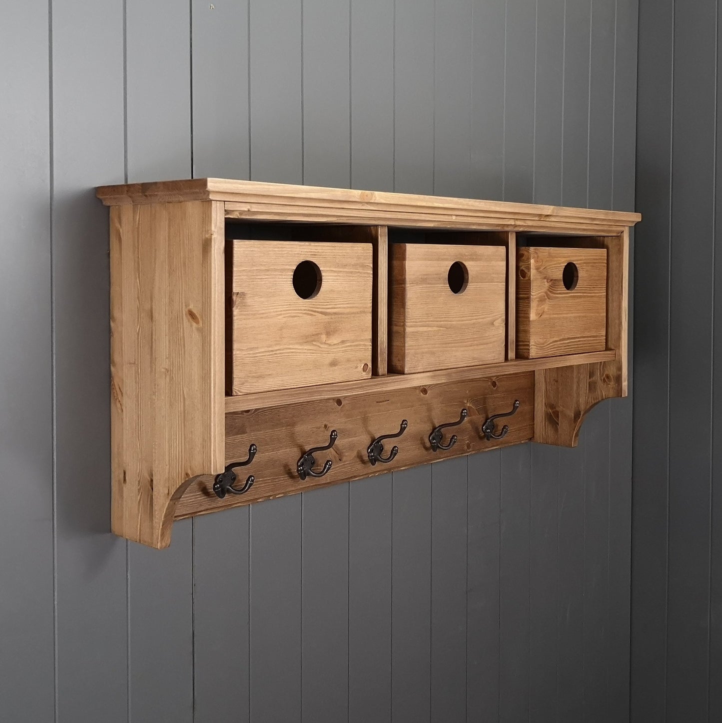 Farmhouse Hat Coat & Storage Box Baskets Coat Rack