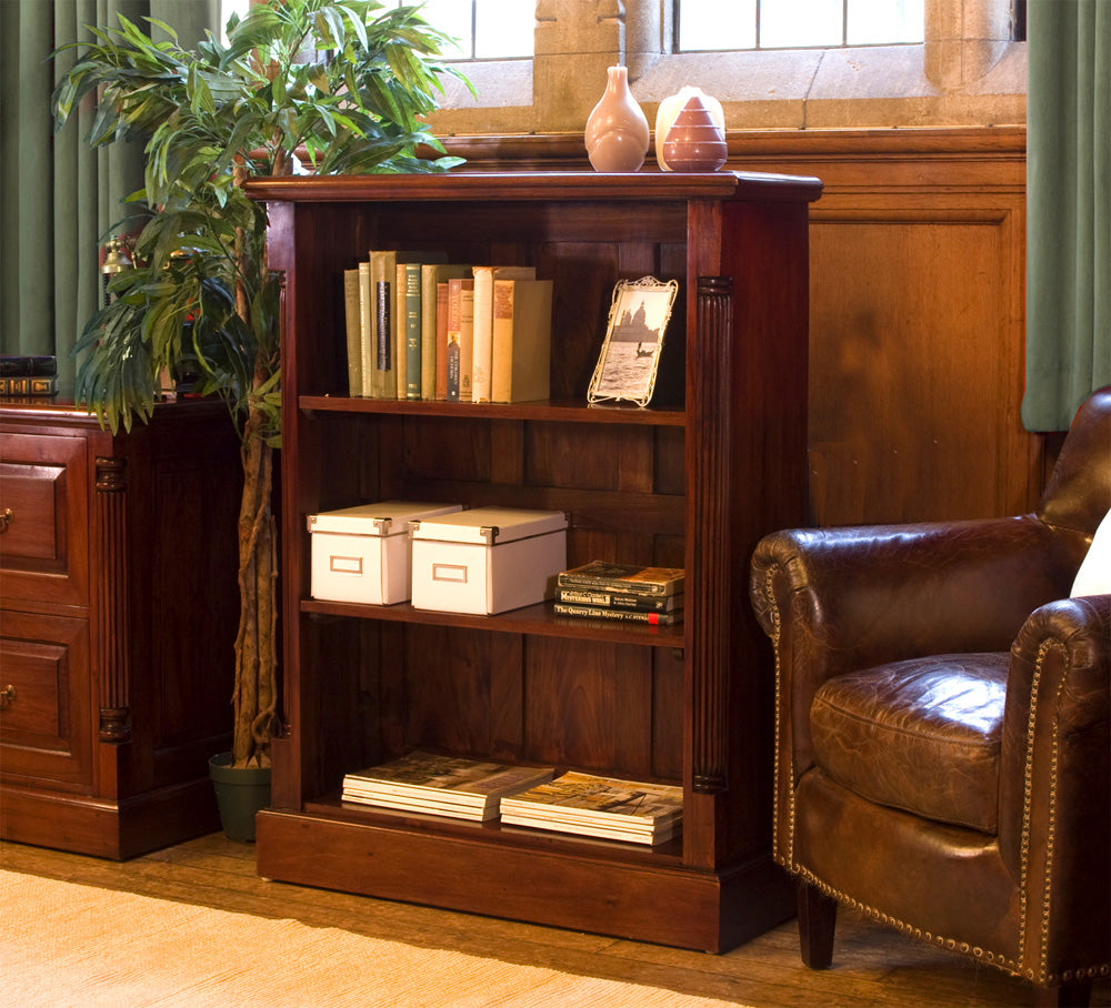 Low Open Bookcase :  low Mahogany bookcase. Quality storage solutions for traditional or contemporary living. Part of the  living room furniture range.