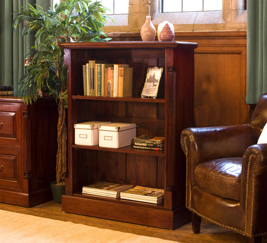 Low Open Bookcase :  low Mahogany bookcase. Quality storage solutions for traditional or contemporary living. Part of the  living room furniture range.