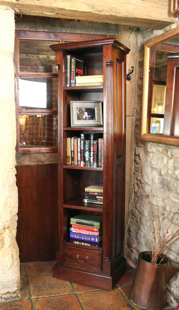 Narrow Alcove Bookcase :  alcove Mahogany bookcase. Quality storage solutions for traditional or contemporary living. Part of the  living room furniture range.