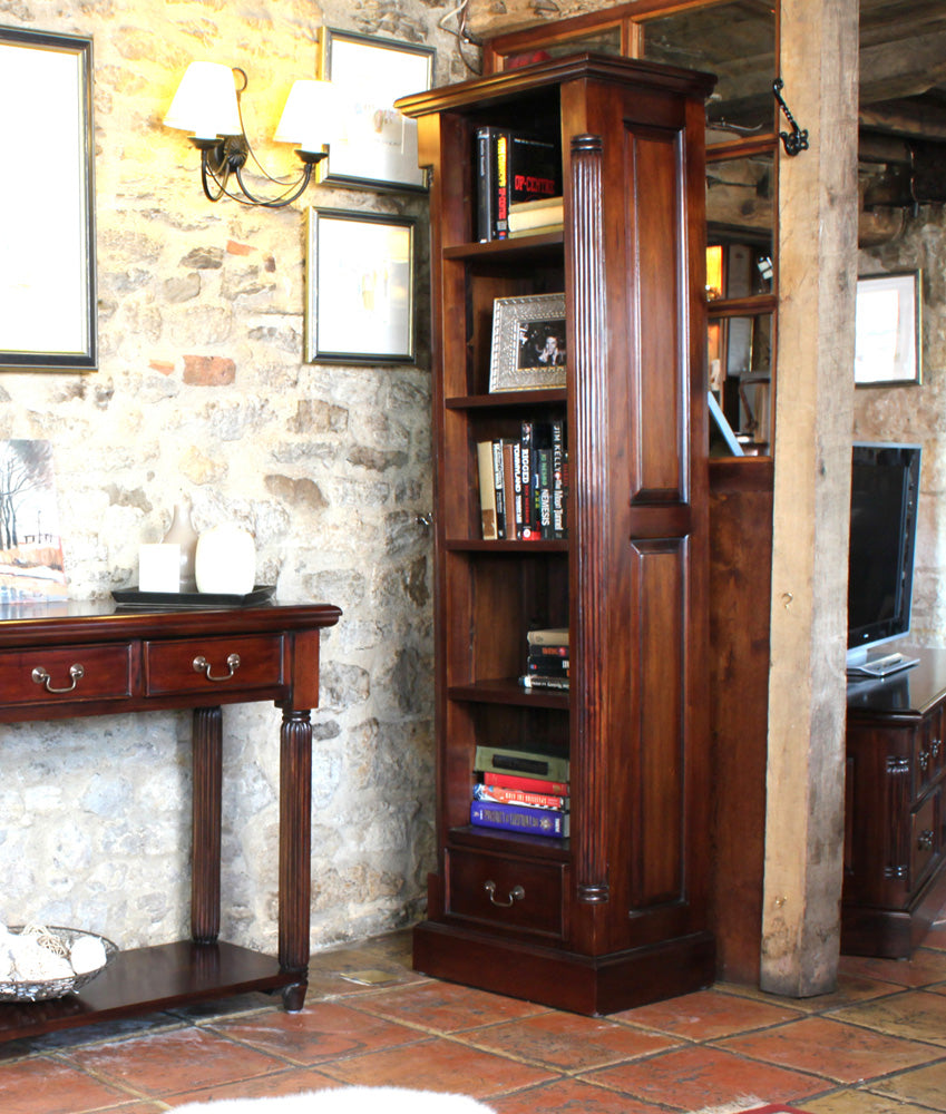 Narrow Alcove Bookcase :  alcove Mahogany bookcase. Quality storage solutions for traditional or contemporary living. Part of the  living room furniture range.