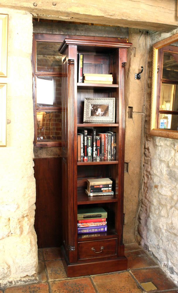 Narrow Alcove Bookcase :  alcove Mahogany bookcase. Quality storage solutions for traditional or contemporary living. Part of the  living room furniture range.