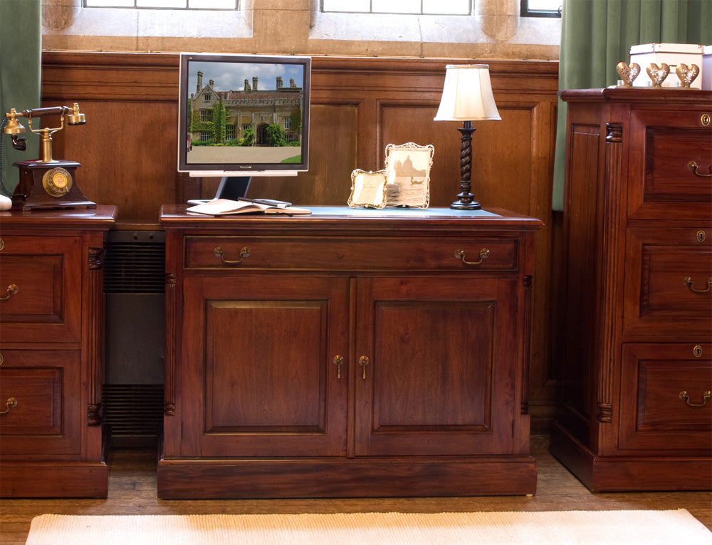 Hidden Home Office :  Mahogany Hidden Home Office computer desk. This stylish desk is designed to hide away all your computer equipment. Part of the  Mahogany home office furniture range.