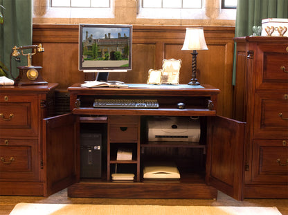 Hidden Home Office :  Mahogany Hidden Home Office computer desk. This stylish desk is designed to hide away all your computer equipment. Part of the  Mahogany home office furniture range.