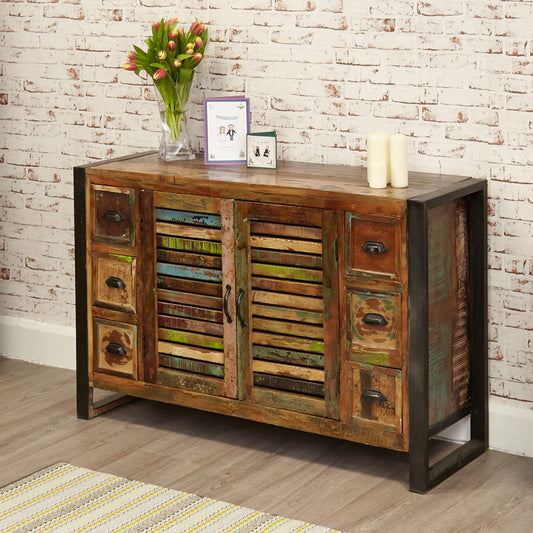 6 Drawer Sideboard :  6 drawer sideboard. Made from reclaimed wood salvaged from old buildings in southern India. Part of the   range, colourful furniture for stylish living.