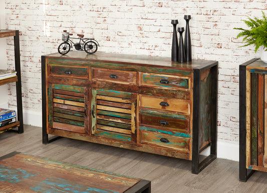 Large Sideboard : Large  large sideboard. Made from reclaimed wood salvaged from old buildings in southern India. Part of the   range, colourful furniture for stylish living.