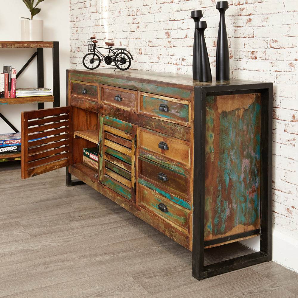 Large Sideboard : Large  large sideboard. Made from reclaimed wood salvaged from old buildings in southern India. Part of the   range, colourful furniture for stylish living.