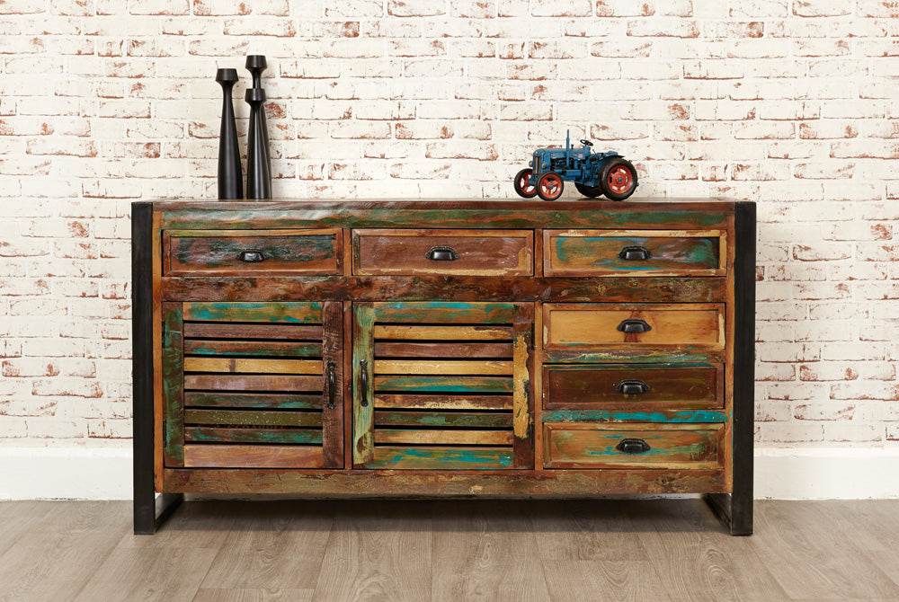 Large Sideboard : Large  large sideboard. Made from reclaimed wood salvaged from old buildings in southern India. Part of the   range, colourful furniture for stylish living.